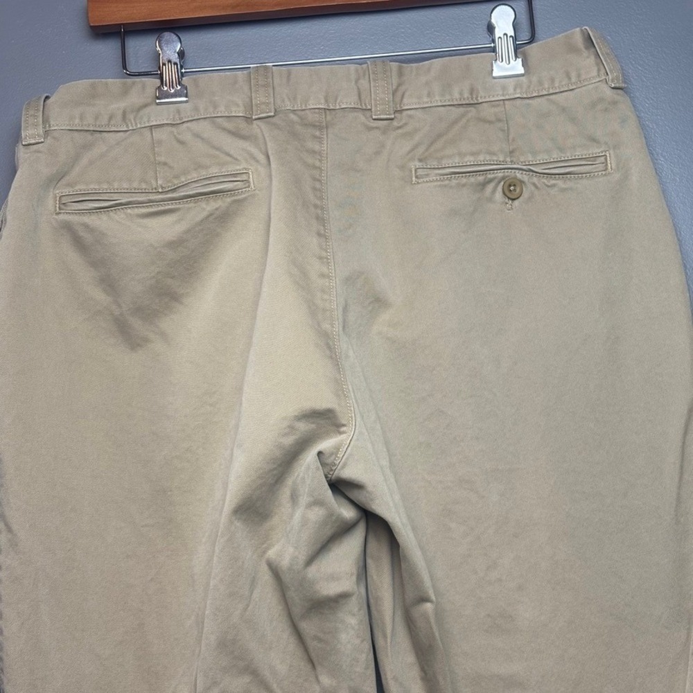LL Bean‎ Mens 36x32 FITS (34X29) Khaki Beige Cotton Casual Chino Pants Trousers - Picture 6 of 12